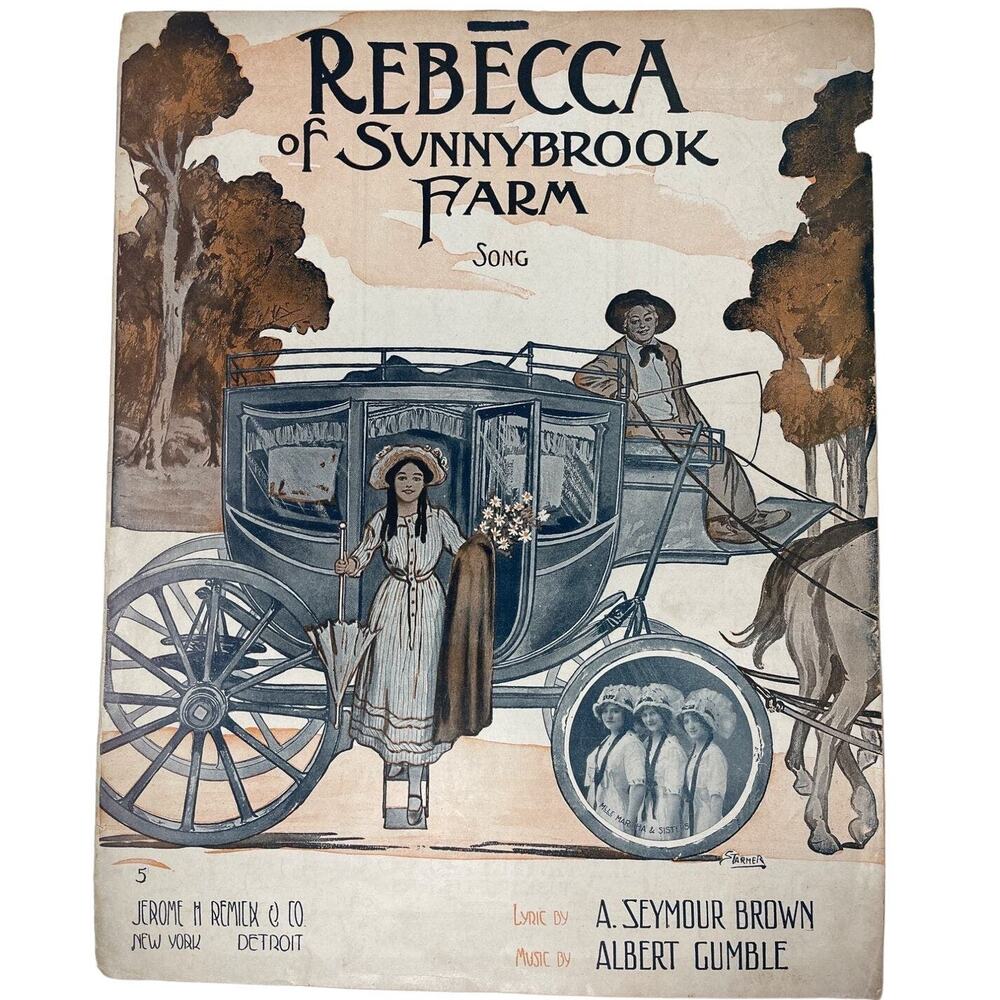 1914 Rebecca of Sunnybrook Farm Sheet Music Large Format Seymour Brown Al Gumble